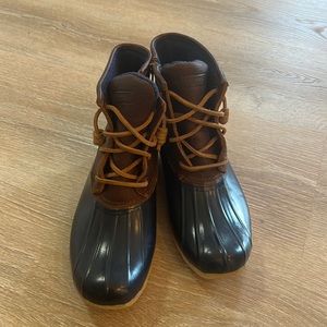 Sperry Saltwater Duck boots brown leather & navy rubber size 7